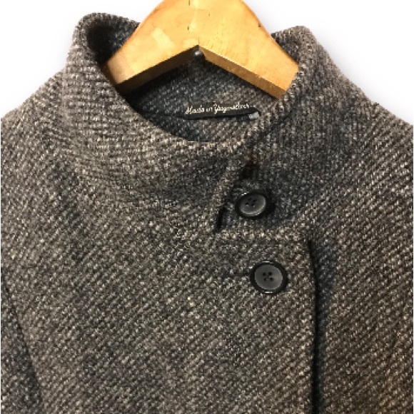 PURE WOOL TWEED COAT DOUBLE BREASTED OVERCOAT INTERNATIONAL SCENE - Picture 3 of 10